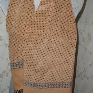 DKNY SILK LONG SCARF WITH FRINGE-REDUCED